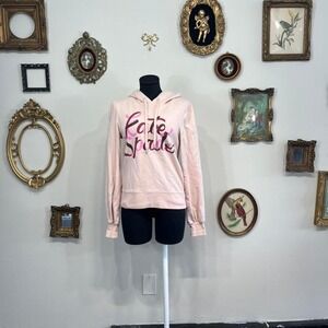 Kate Spade Pink Graphic Hoodie – Soft Blush Logo Pullover Sweatshirt
